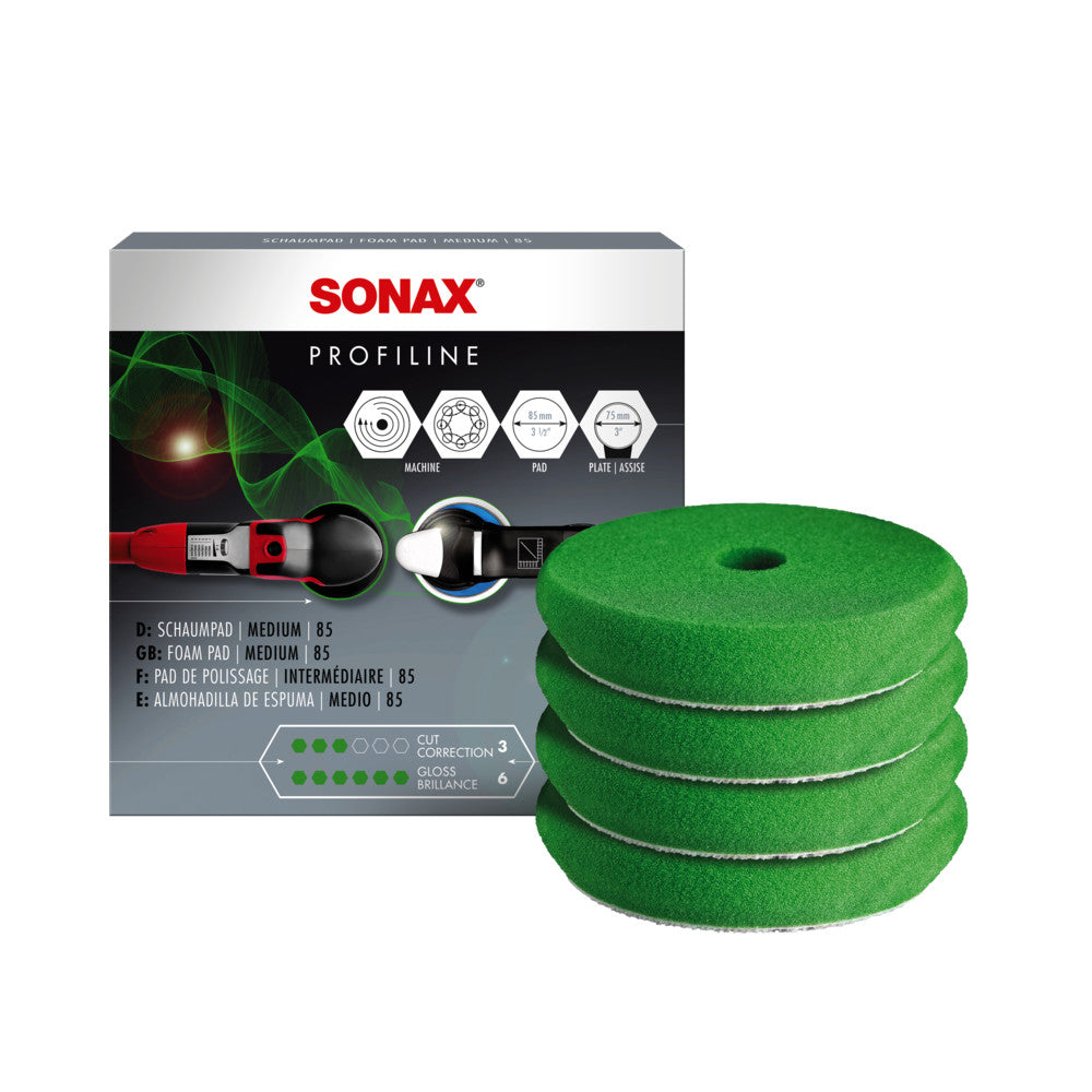 SONAX Polishing Pad Green 3" 85mm (Medium) 4 pack